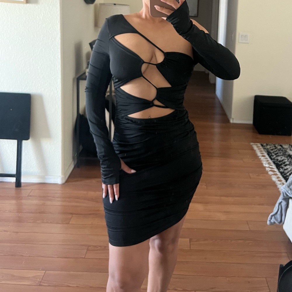 Elegant Black Cut-Out Dress